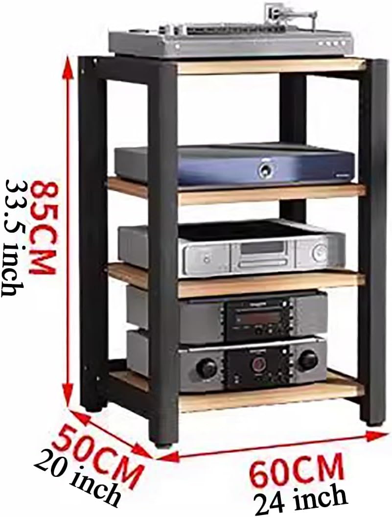4 Tier Corner Shelf Media TV Console Storage Cabinet, Stereo Equipment Audio Vedio Stand, Player CD DVD Speaker Gaming Amplifier Streaming Device Component Rack for Living Gaming Recording R