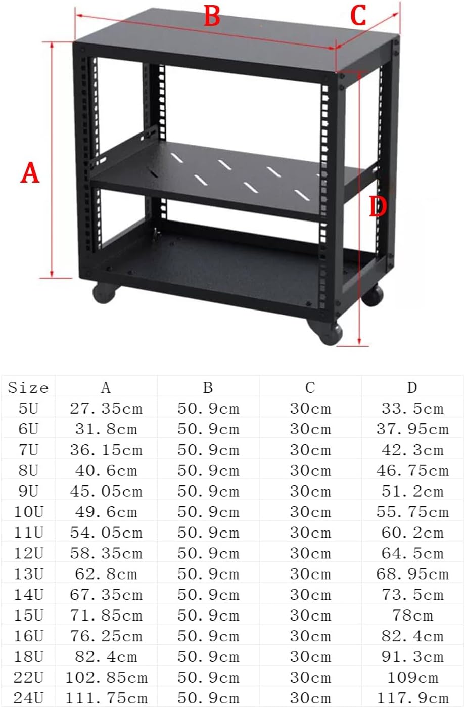 2 Tier AV Media Stand, Metal Audio Rack with Wheels, Adjustable Stereo Cabinet, Heavy-Duty Media Storage, 150kg Capacity, Perfect for Home Theater & Entertainment Center (50.9x30x46.7cm)