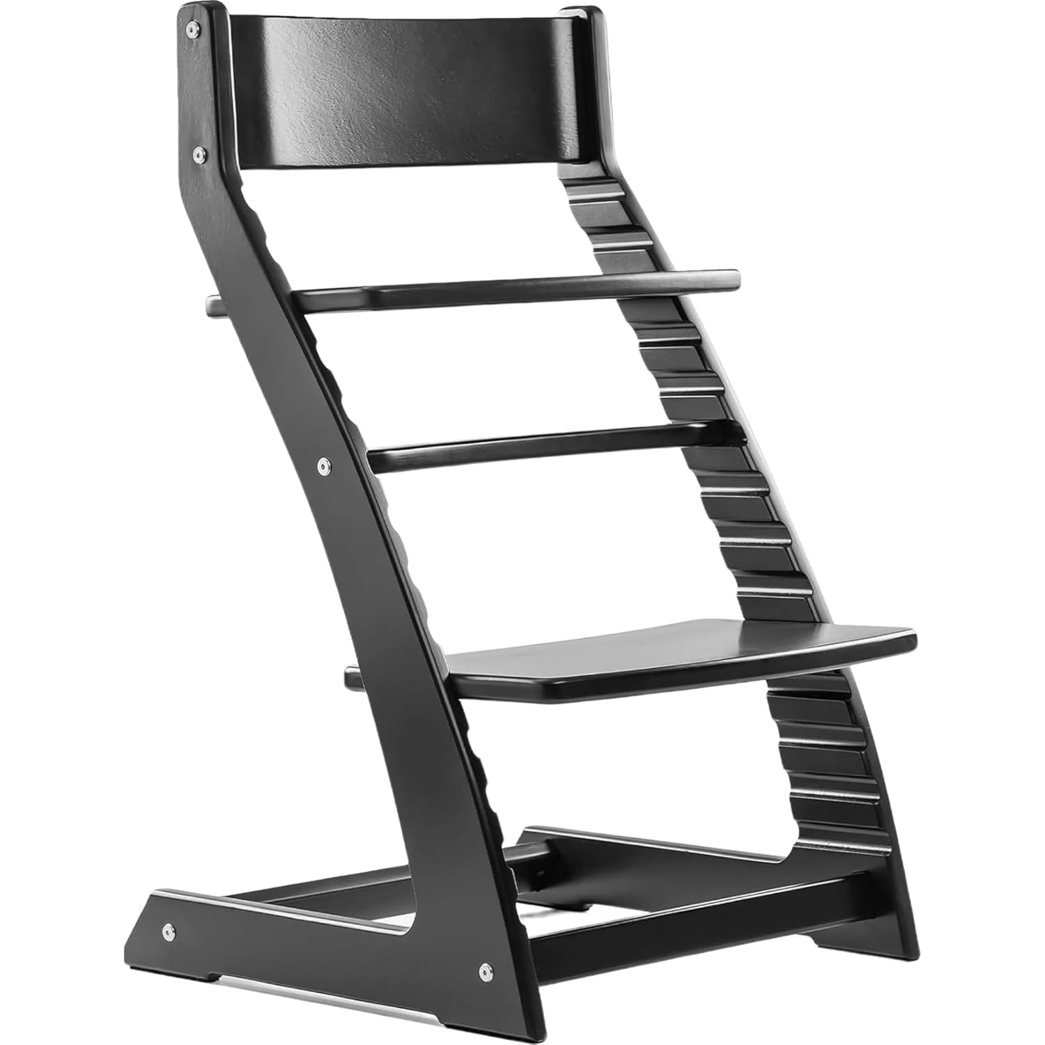 FORNEL Modern Black Wooden High Chair | Adjustable Grow-with-Me Toddler Seat for Age 3 to 15 | Perfect for Minimalist & Industrial Kitchens