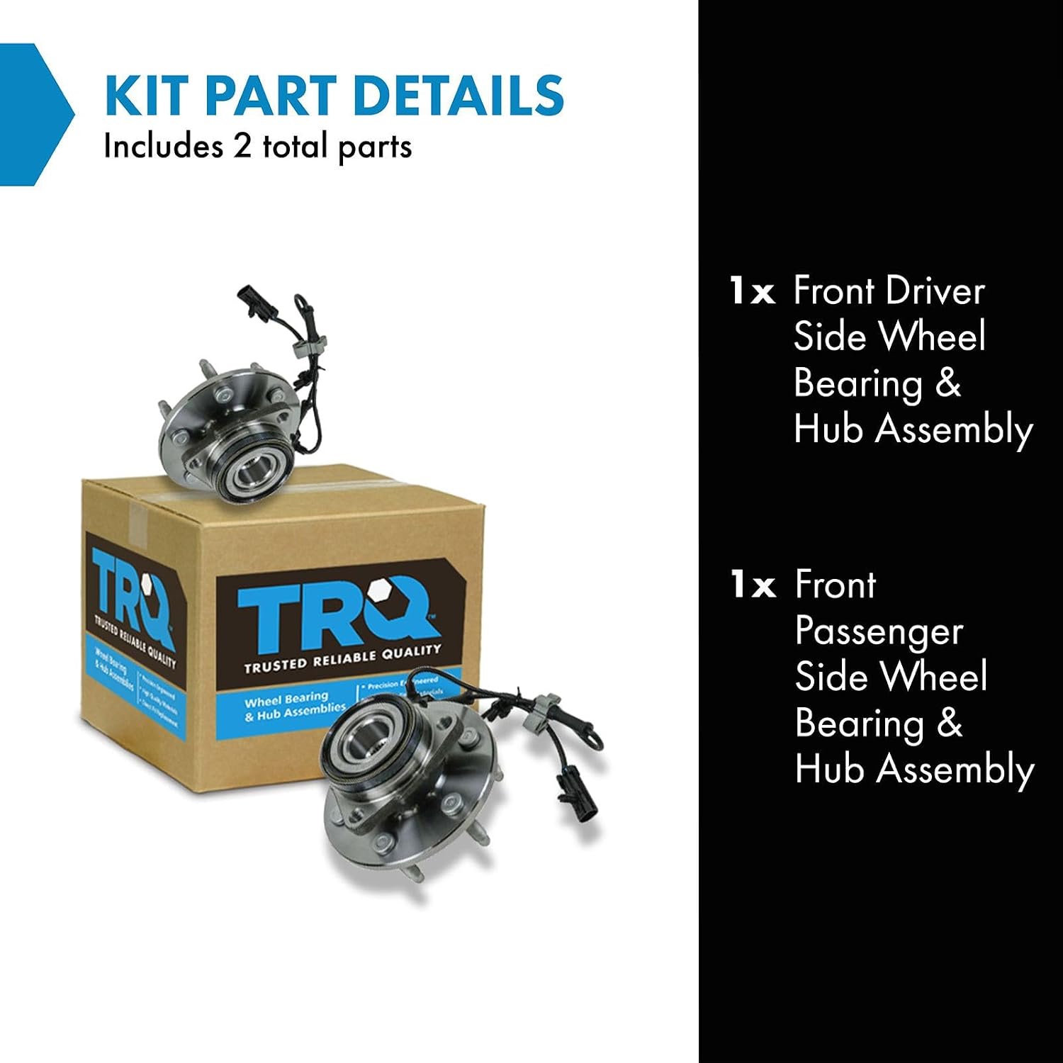 TRQ Front Left and Right Wheel Bearing and Hub Assembly 2 Piece Set for 4 Wheel Drive Models ONLY Compatible with 99-06 Silverado/Sierra 1500 4X4 01-06 Tahoe/Yukon/Suburban 4WD 02-06 Escalade AWD