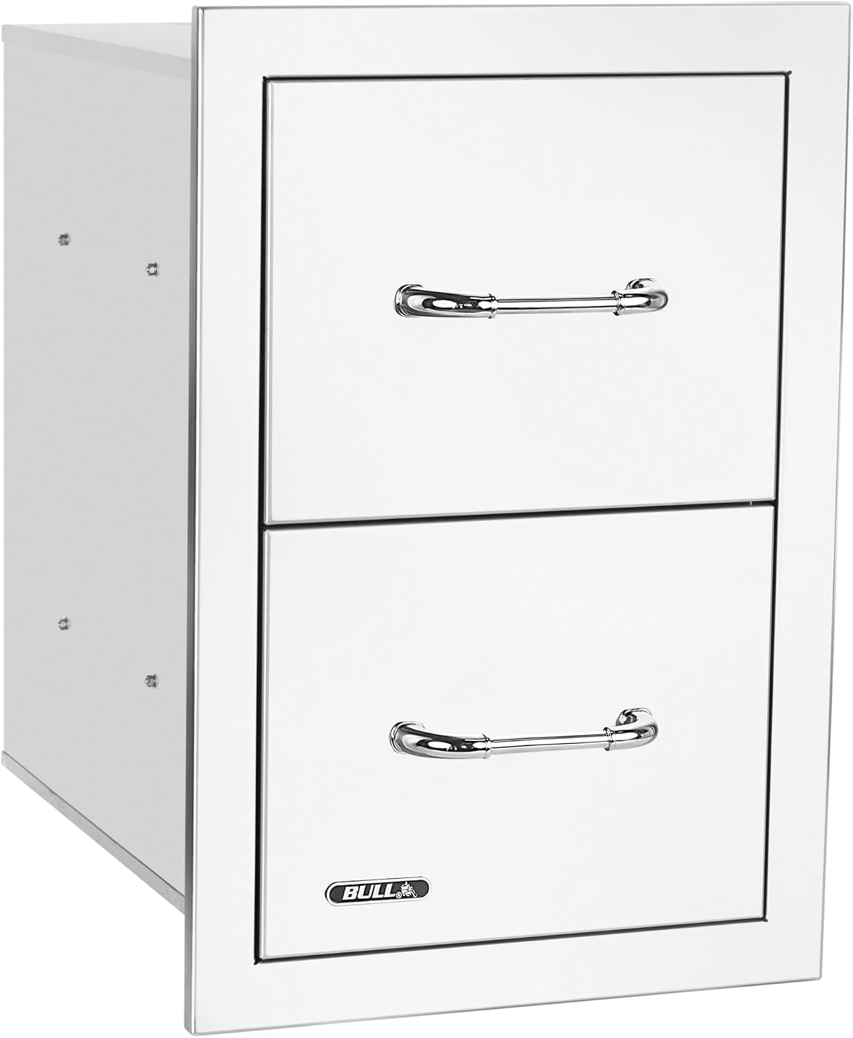 Bull Outdoor Products Premium Outdoor Kitchen Bundle – Angus 75,000 BTU Built-In Grill Head, Double Drawer with Reveal, 38' Double Doors, Single Side Burner, 304 Stainless Steel – LP