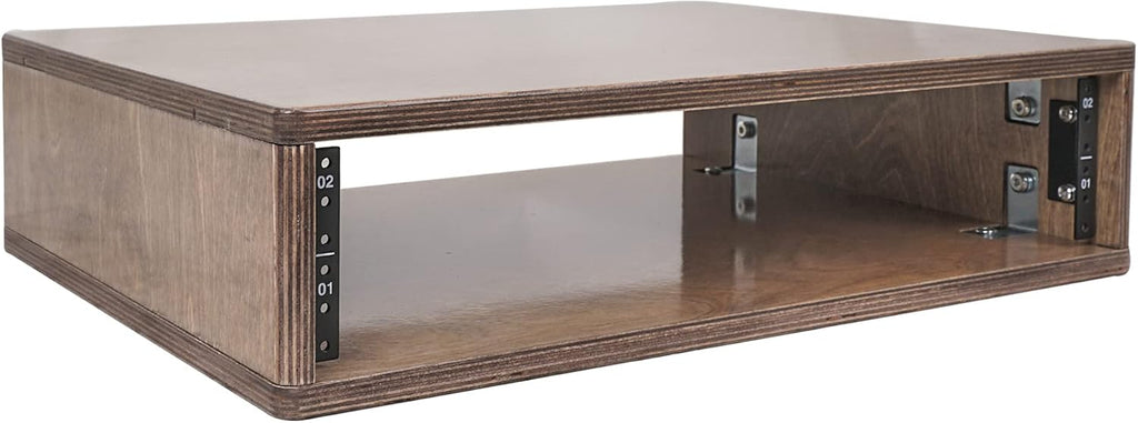 Sound Town DIY 2U Studio Rack with Solid Baltic Birch Plywood, Weathered Brown for Recording Room, Home Studio (SDRK-Y2B)