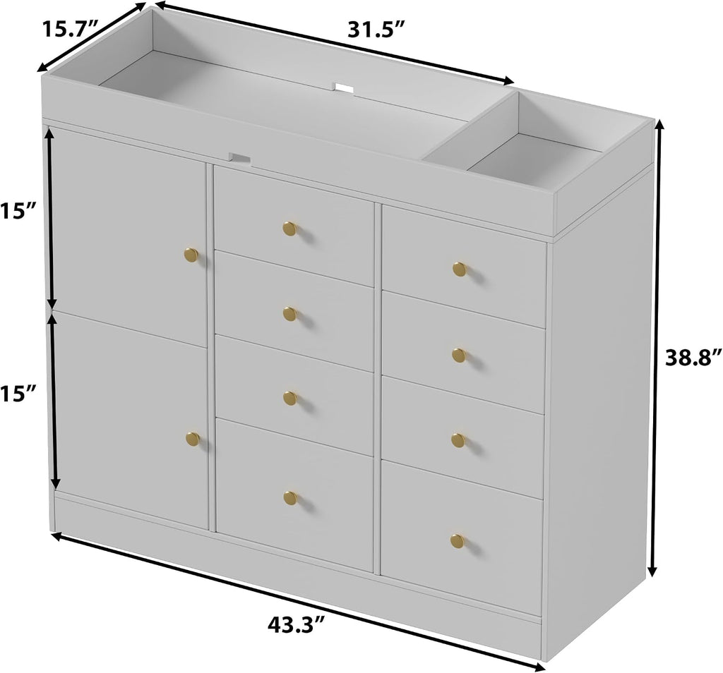 Changing Table Dresser with Drawers,Modern Baby Dresser with Changing Table Top for Nursery,Diaper Changing Station Organizer for Infants Newborn,White