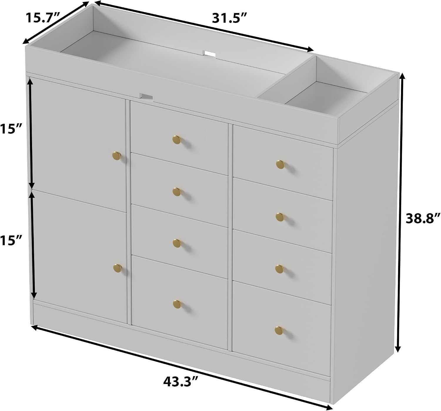 Changing Table Dresser with Drawers,Modern Baby Dresser with Changing Table Top for Nursery,Diaper Changing Station Organizer for Infants Newborn,White