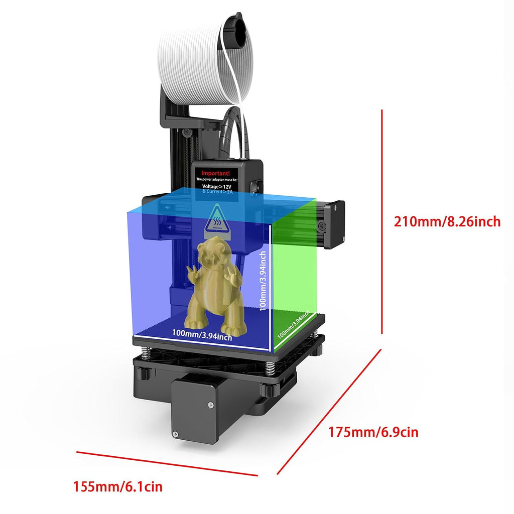 High Accuracy 3D Printer, Beginner Friendly, Compact Size, Fast Heating, Educational Tool, Robust ABS Material, Small 3D Printer with 100x100x100mm Printing Size (Black)
