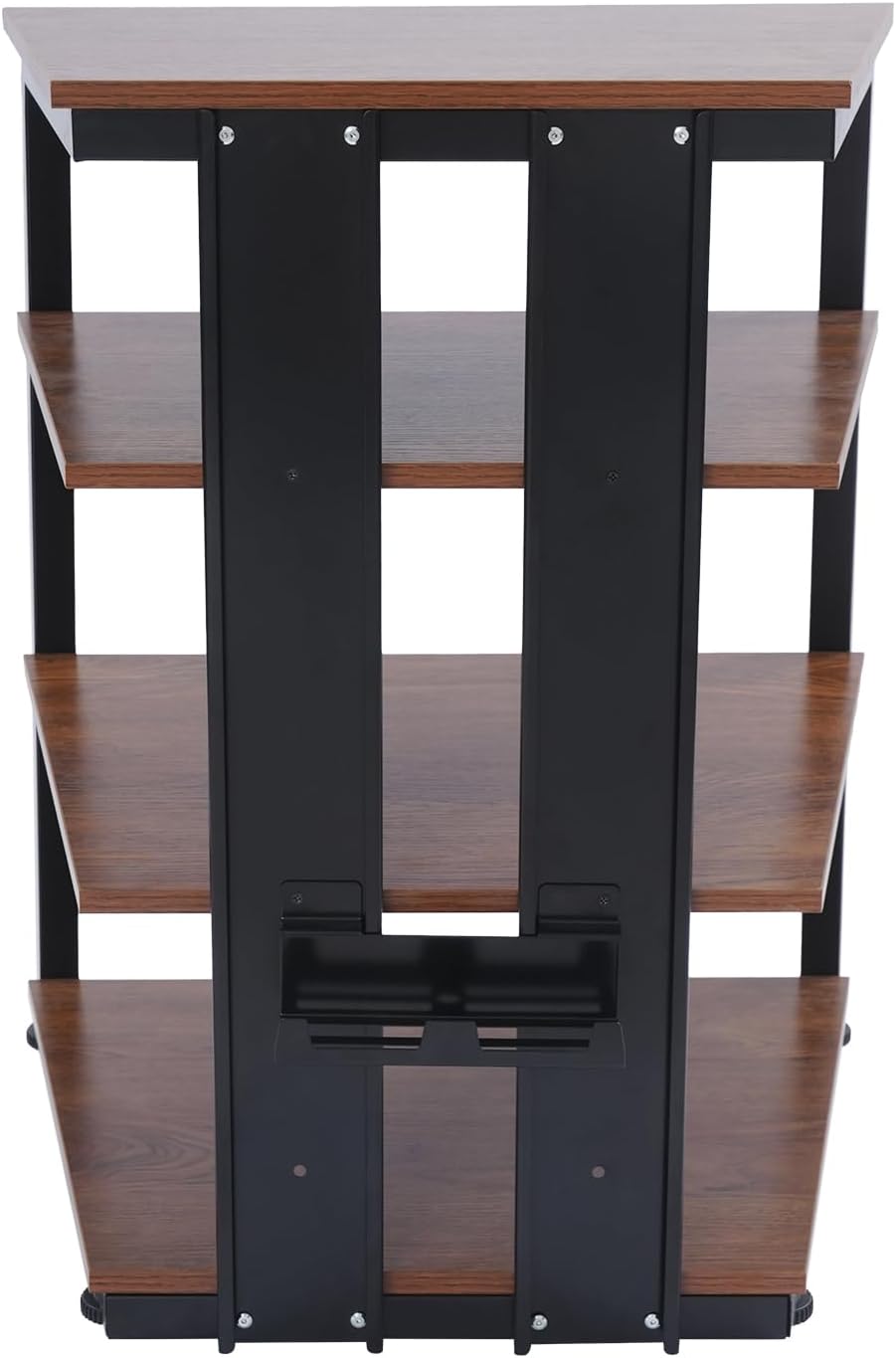 4-Tier AV Media Stand Corner Shelf Wooden Stereo Cabinet Audio Rack Tower for Audiovisual Equipment/DVD Players/CD Changers/Game Consoles