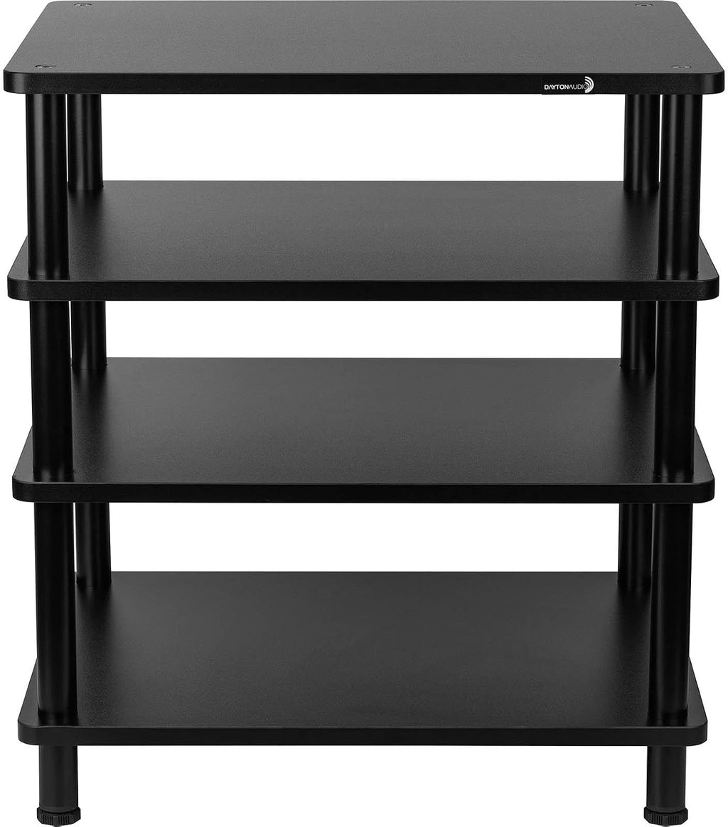 Dayton Audio 4-Tier AV Media Stand – Sturdy Audio Rack Shelf for Stereo, Hi-Fi, and Home Theater Equipment – Modern Audio/Video Component Organizer