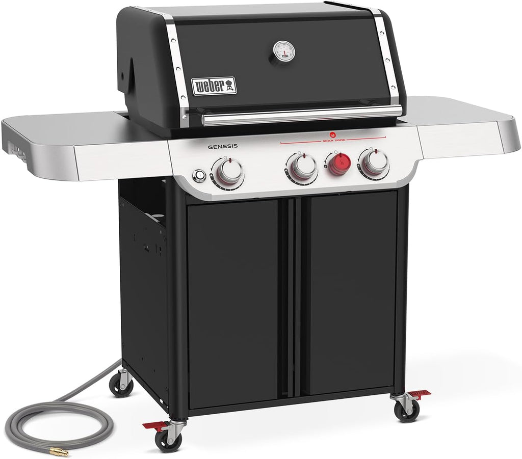 Weber Genesis E-325 Natural Gas Grill for Outdoor Cooking, 3 Burners, Black – Porcelain-Enameled, Cast-Iron Grates, PureBlu Burners & Sear Zone