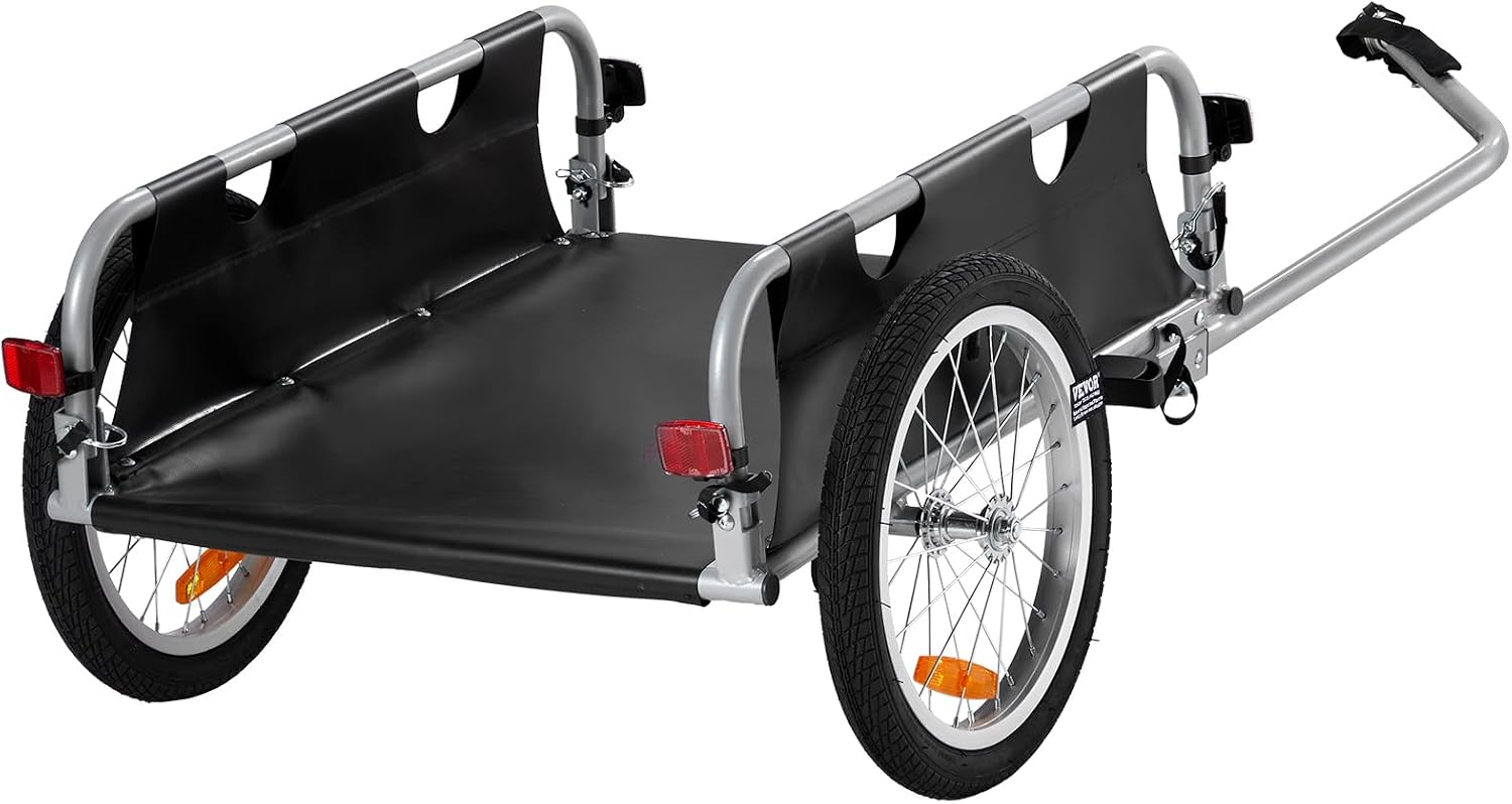 VEVOR Bike Cargo Trailer, 88/100/160 lbs Load Capacity, Heavy-Duty Bicycle Wagon Cart, Foldable Compact Storage with Universal Hitch