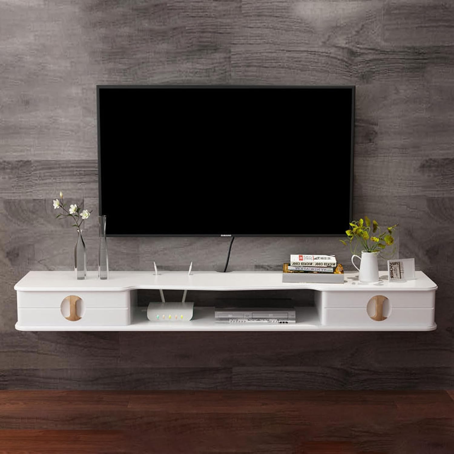 Wall Mounted Floating TV Cabinet - Modern Wall Shelf TV Stand for Media, Audio-Visual Equipment, DVD/CD Storage, Stylish TV Bracket & Console Unit for Home Decor