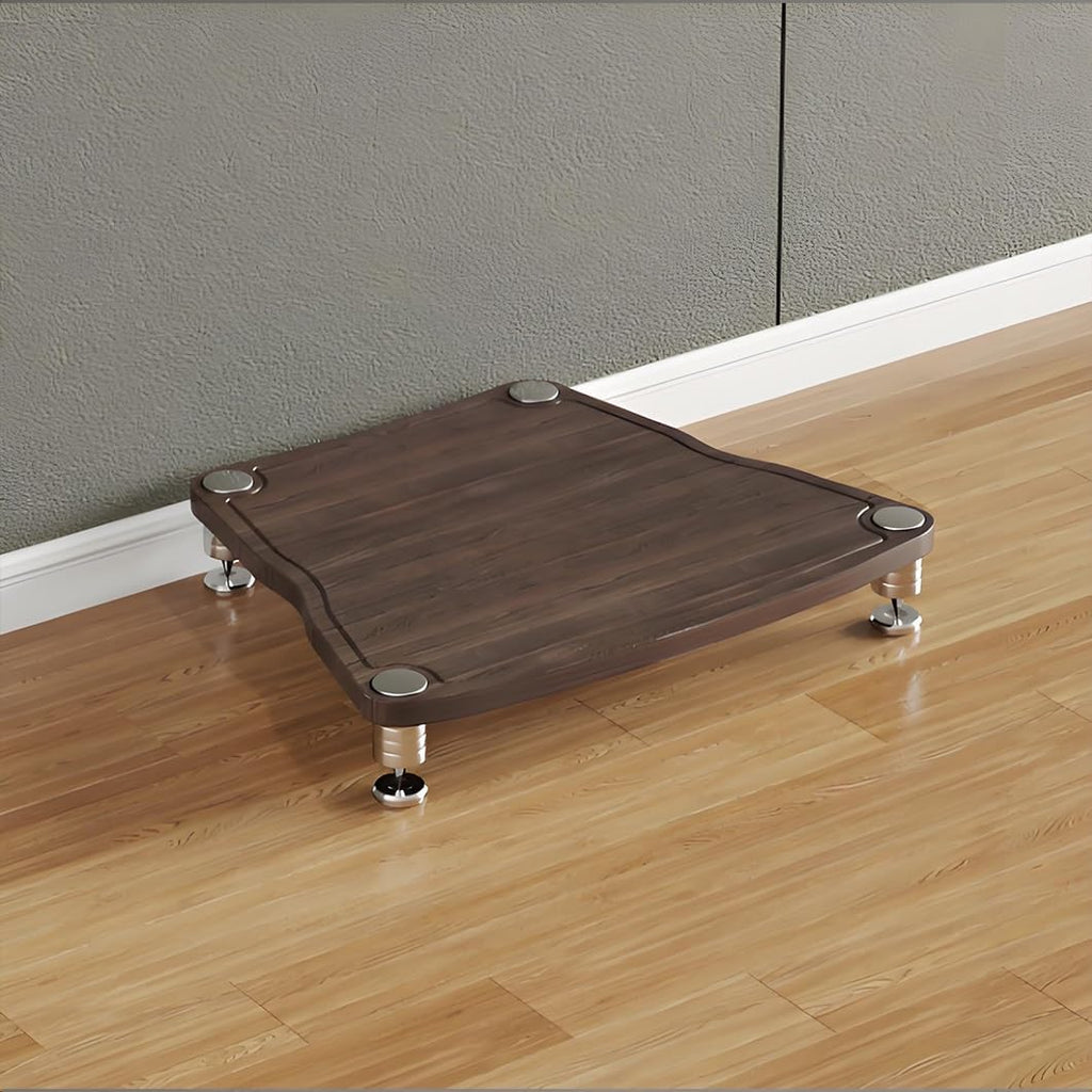 4-Layer HiFi Audio Rack, Media Stand & Storage Cabinet, MDF Stereo Equipment Shelf with Shock-Absorbing Feet, Walnut Finish (25.5'x26.1'x4.1') - Perfect for Amplifiers & Media Devices