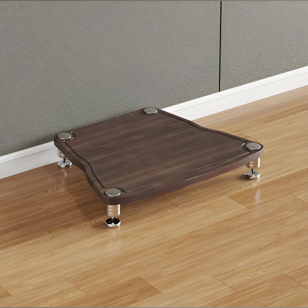4-Layer HiFi Audio Rack, Media Stand & Storage Cabinet, MDF Stereo Equipment Shelf with Shock-Absorbing Feet, Walnut Finish (25.5'x26.1'x4.1') - Perfect for Amplifiers & Media Devices