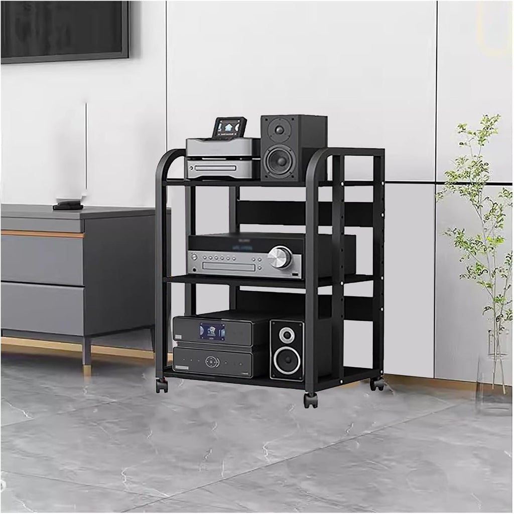 2 3 4 5 Tier Audio Equipment Rack Cabinet for Headphones Monitors Recording Video Game/DVD Shelf Stand Storage Shelf - Record Player Console Cabinet Vintage(3 Tier-H79cm)