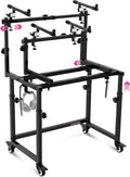 Liquid Stands 3 Tier Keyboard Stand w/ Wheels Music Studio Desk for Music Production - Electric Digital Pianos Synths for 49 54 61 88 Key - Rolling Home Recording Studio Workstation DJ Keyboard Table
