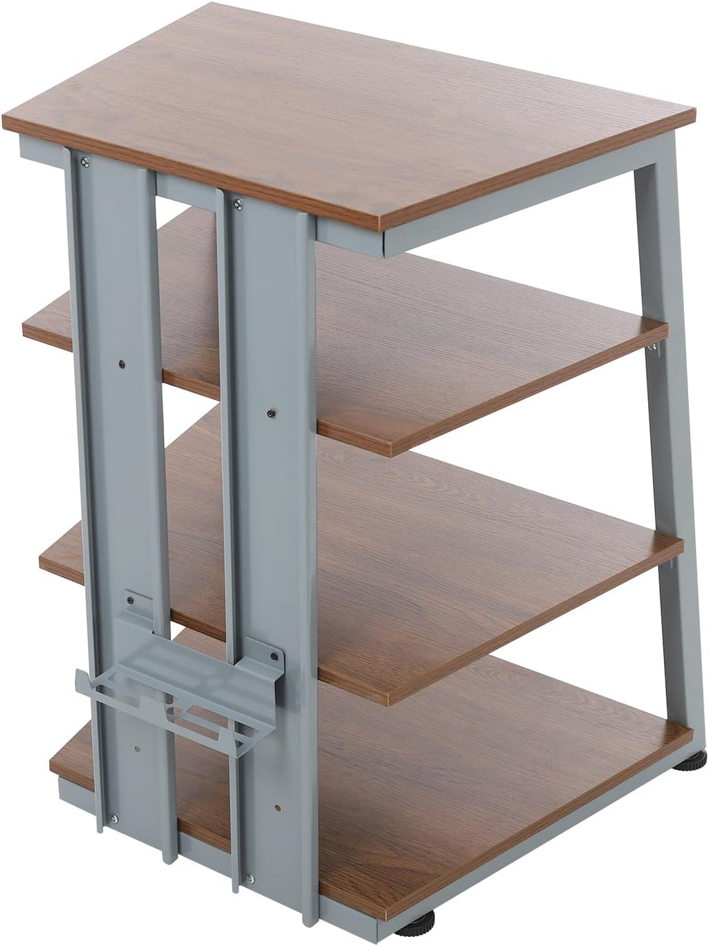 4-Tier AV Media Stand Corner Shelf Wooden Stereo Cabinet Audio Rack Tower for Audiovisual Equipment/DVD Players/CD Changers/Game Consoles