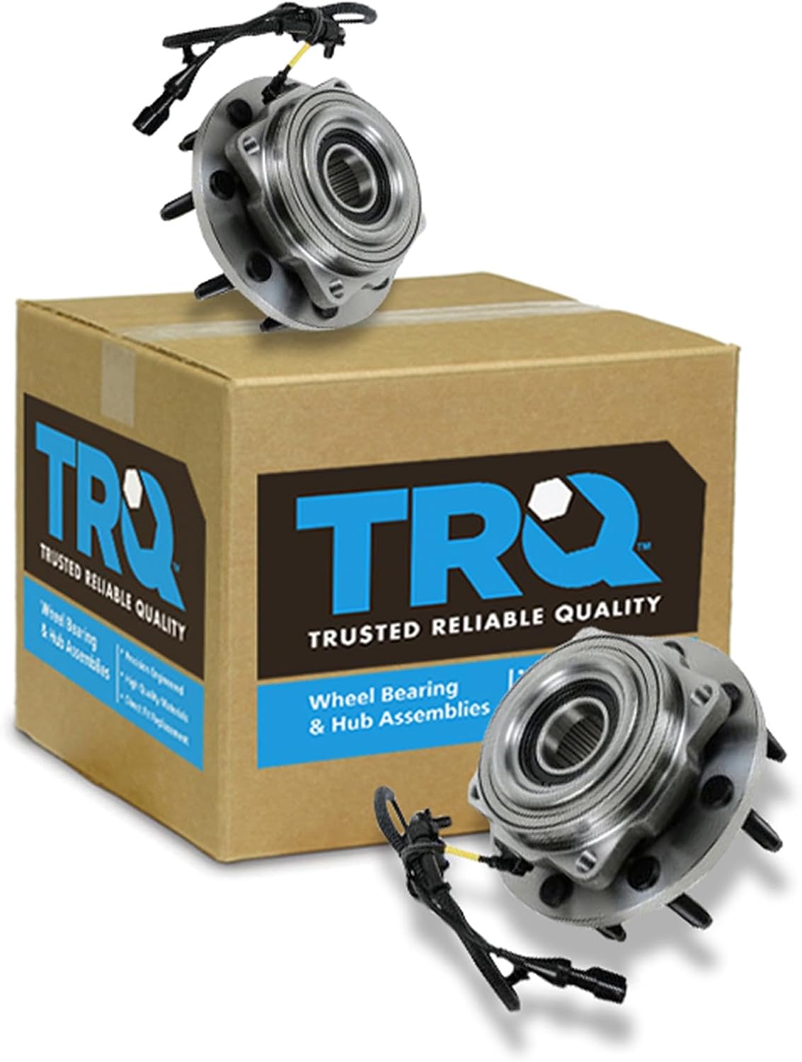 TRQ Front Left and Right Wheel Bearing and Hub Assembly Set 2 Piece Compatible with 05-10 Ford F-250 Super Duty 4WD 05-10 F-350 Super Duty 4WD 10 F-450 Super Duty 4WD 10 F-550 Super Duty 4WD