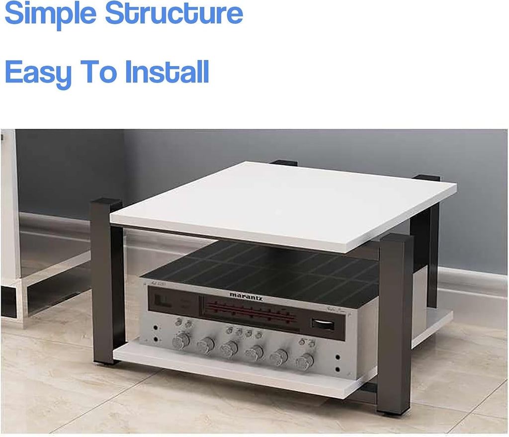 Dark Walnut Audio Rack - 2 Tier AV Media Stand, Stereo Tower Cabinet for Entertainment System, Home Theater Audio/Video Component Display, Durable & Stylish Design