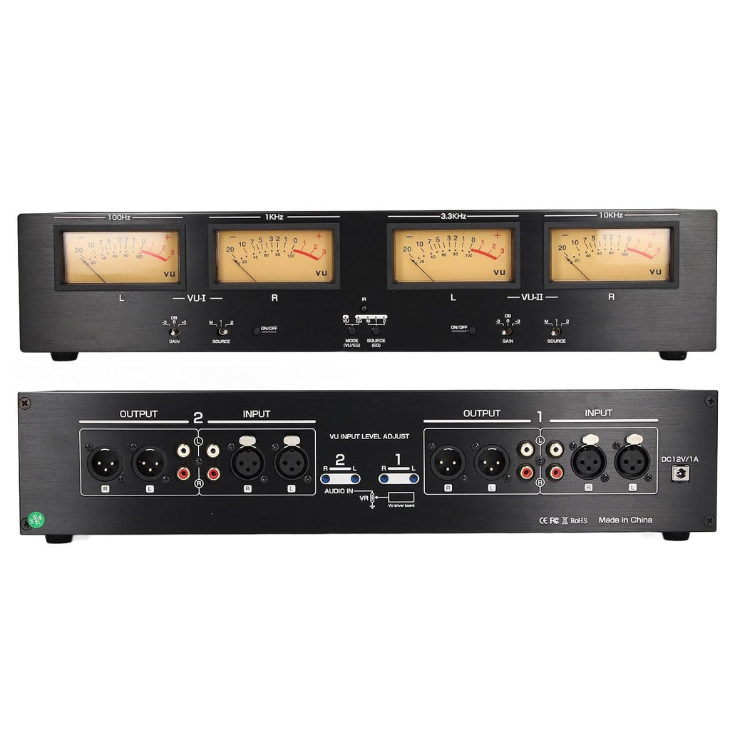 4 Way VU Meter 3 Gain DC 12V 1A Power Off Data Storage Analog Sound Level Meter for Audio Equipment