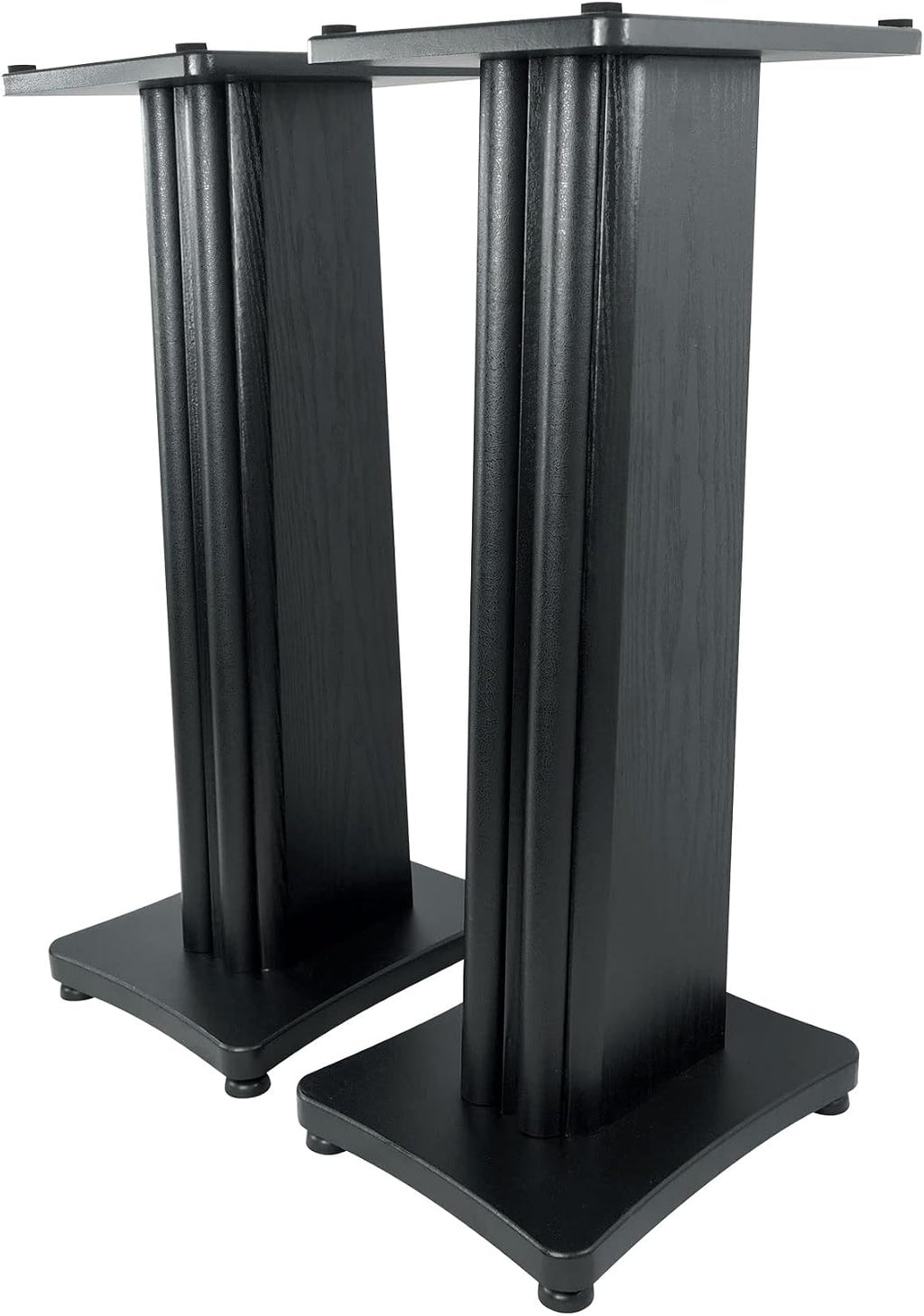 Rockville Pair SS28B Premium Black Wood Grain 28' Home Speaker Stands, 100lb Capacity, Solid MDF Wood, Dual Platforms, Spikes and Pads Included, for Home Theater and Studio Audiophiles