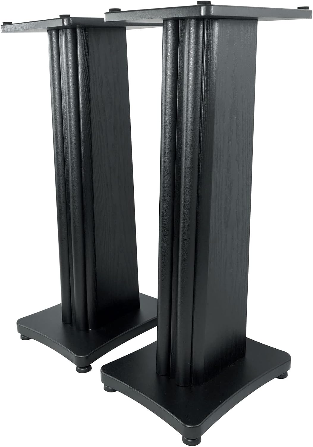 Rockville Pair SS28B Premium Black Wood Grain 28' Home Speaker Stands, 100lb Capacity, Solid MDF Wood, Dual Platforms, Spikes and Pads Included, for Home Theater and Studio Audiophiles