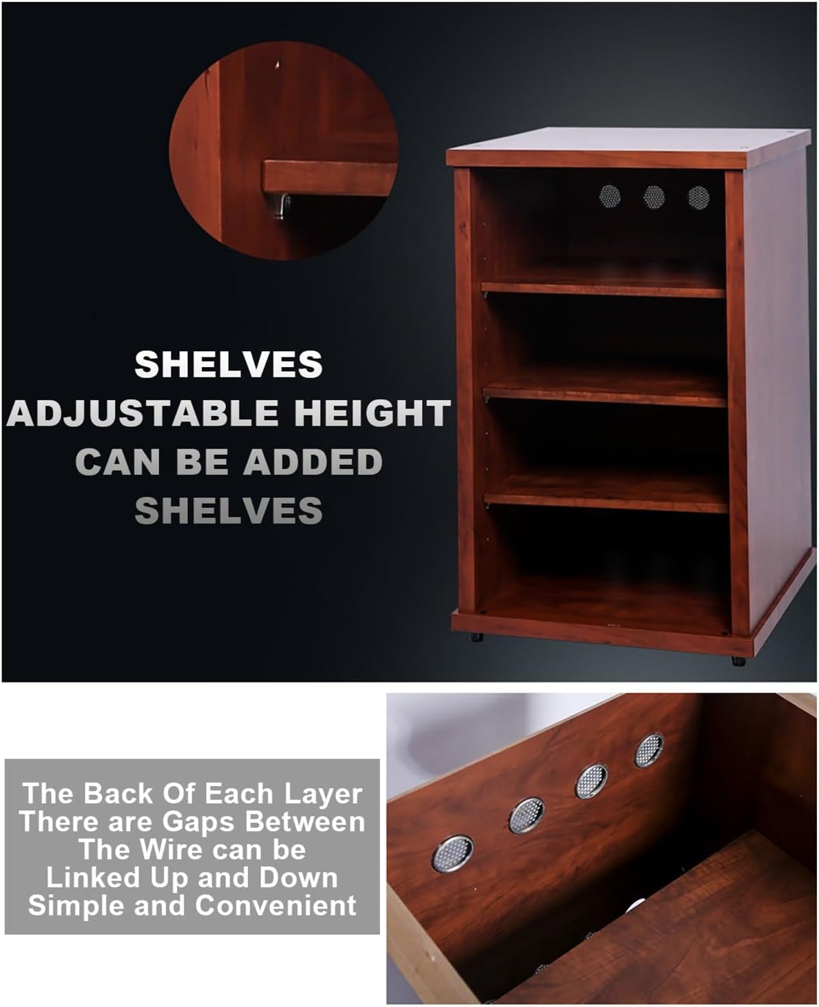 Stylish Wooden Media Cabinet & Stereo Rack, Durable Record Player Stand & Audio Tower for Home Entertainment, 57x55x60cm, Elegant Design, Perfect Audio Storage Solution