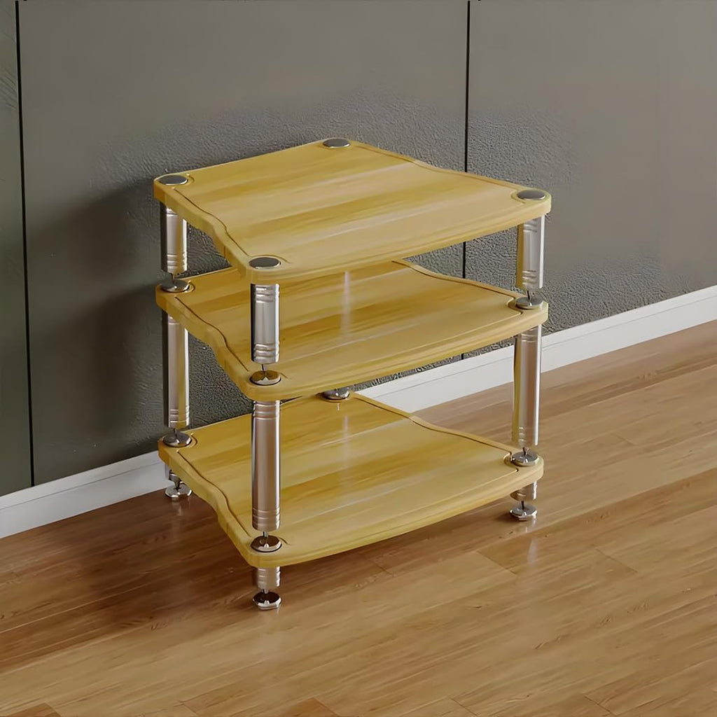1/2/3/4-layer Media Stand, HiFi Audio Rack, Media Storage Cabinet, MDF Stereo Cabinet, with Shock-Absorbing Feet Power Amplifier Shelf Equipment Cabinet(Wood Color,25.5'x26.1'x24.2')