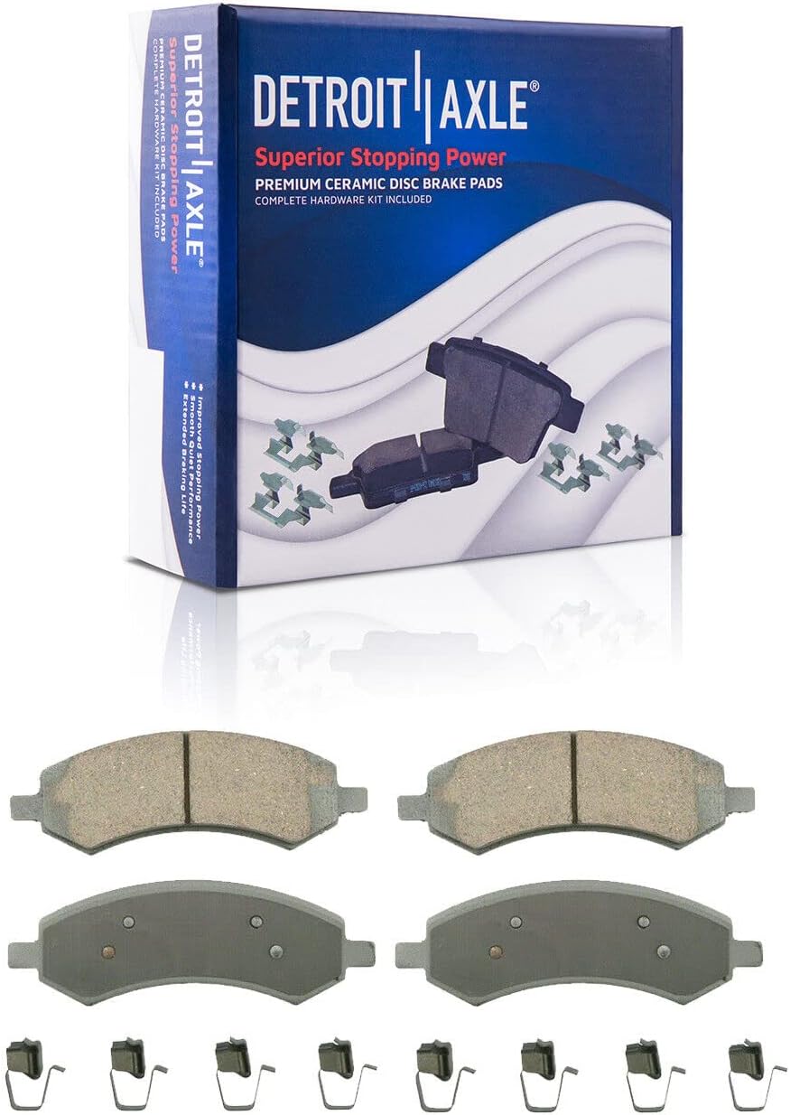 Detroit Axle - Brake Kit for 2006-2010 Dodge Ram 1500 2007-2009 Durango 2009 Chrysler Aspen, Front and Rear Disc Brake Rotors Ceramic Brake Pads w/Hardware Wheel Lug Nuts Replacement
