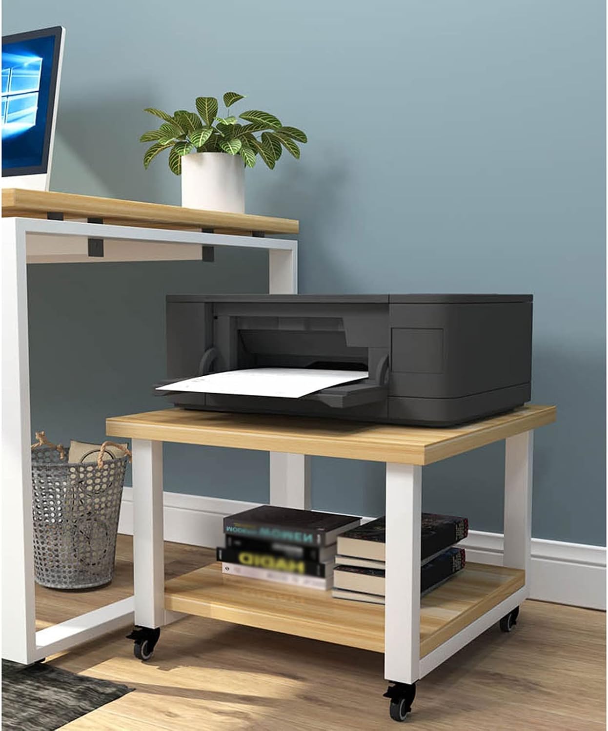 Printer Stand Under Desk Printer Stand For Mini 3D Printer Home Office Mobile Printer Stand Printer Table Work Cart With Wheels Printer Table Size:L40xW40xH50cm)