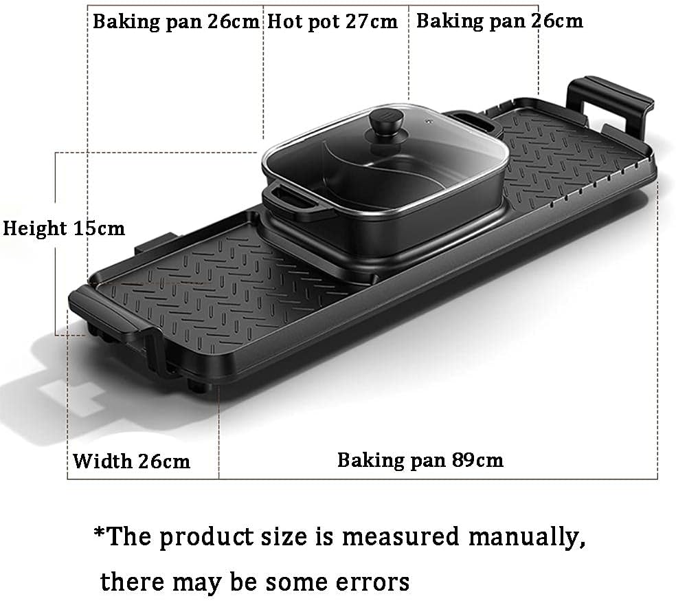 Electric Grill with Hot Pot 2 in 1 Indoor Korean BBQ Grill,2200W Multifunctional Smokeless BBQ Hot Pot Double Pot,Non-Stick Pan,for 5-10 People,for Grilling & Cooking(Double Pot)