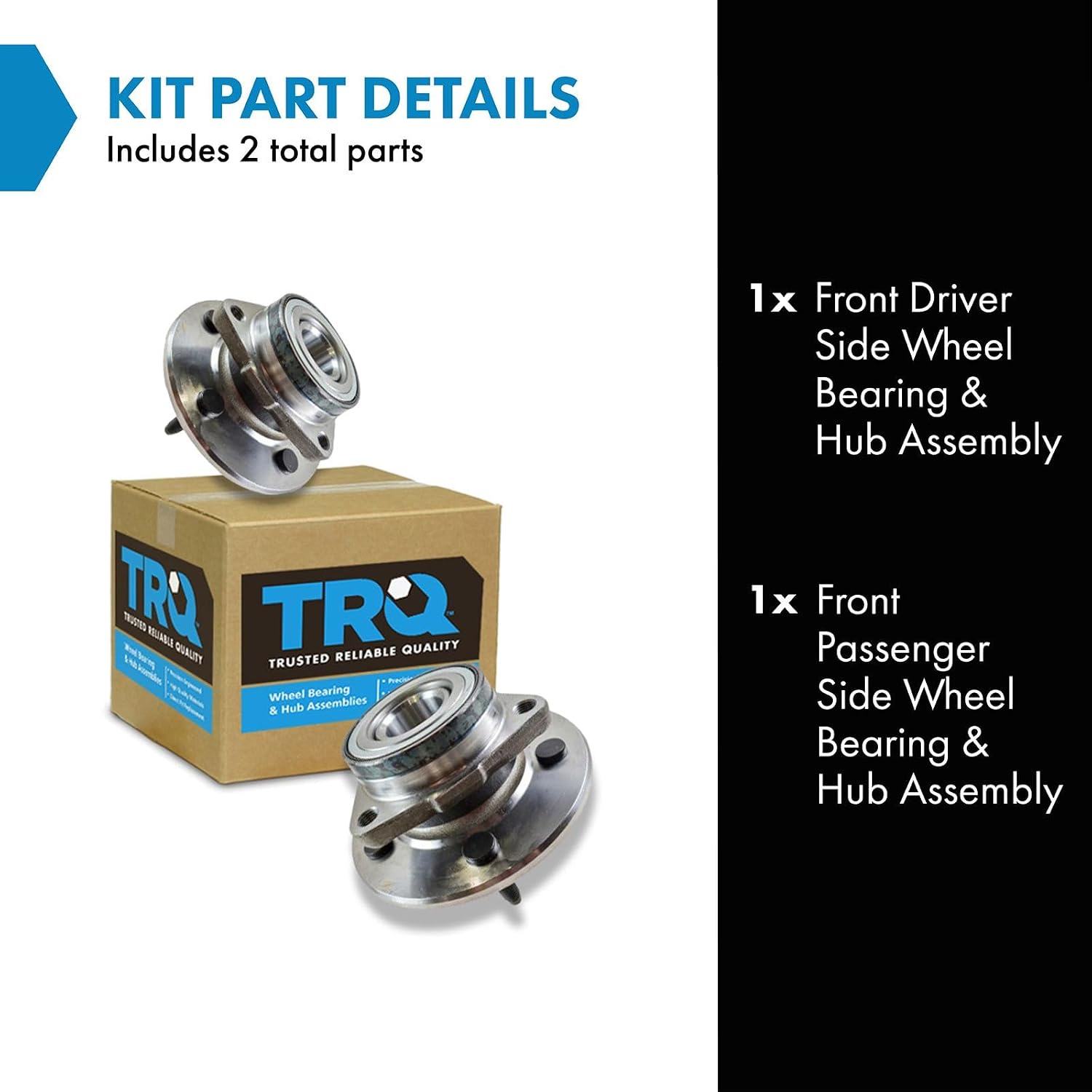 TRQ 2 Piece Front Wheel Bearing & Hub Assembly Set Compatible with 1997-2000 Ford F-150