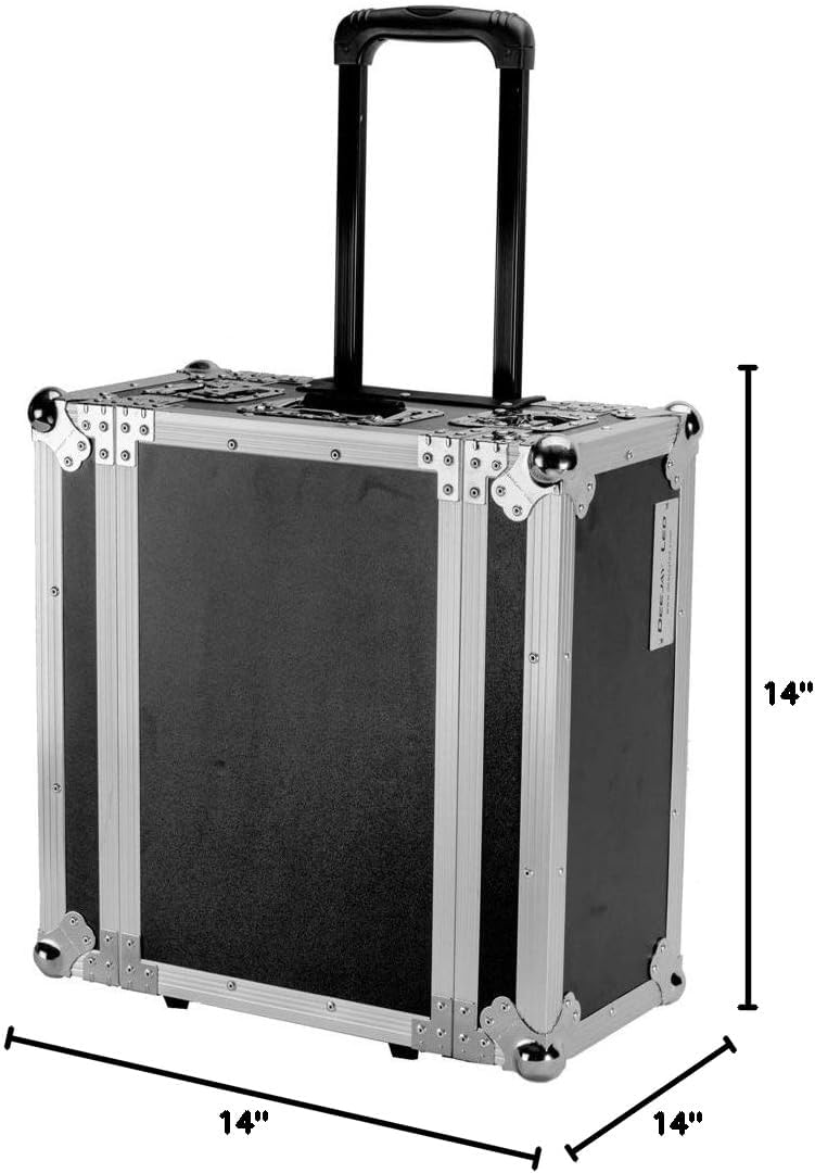 DEEJAY LED Fly Drive Case For 4U Space Standard Low Profile DJ 19-in Amplifier or Effects Units or Similarly Sized Equipment w/Laptop Shelf w/Wheels - TBH4UEDHW
