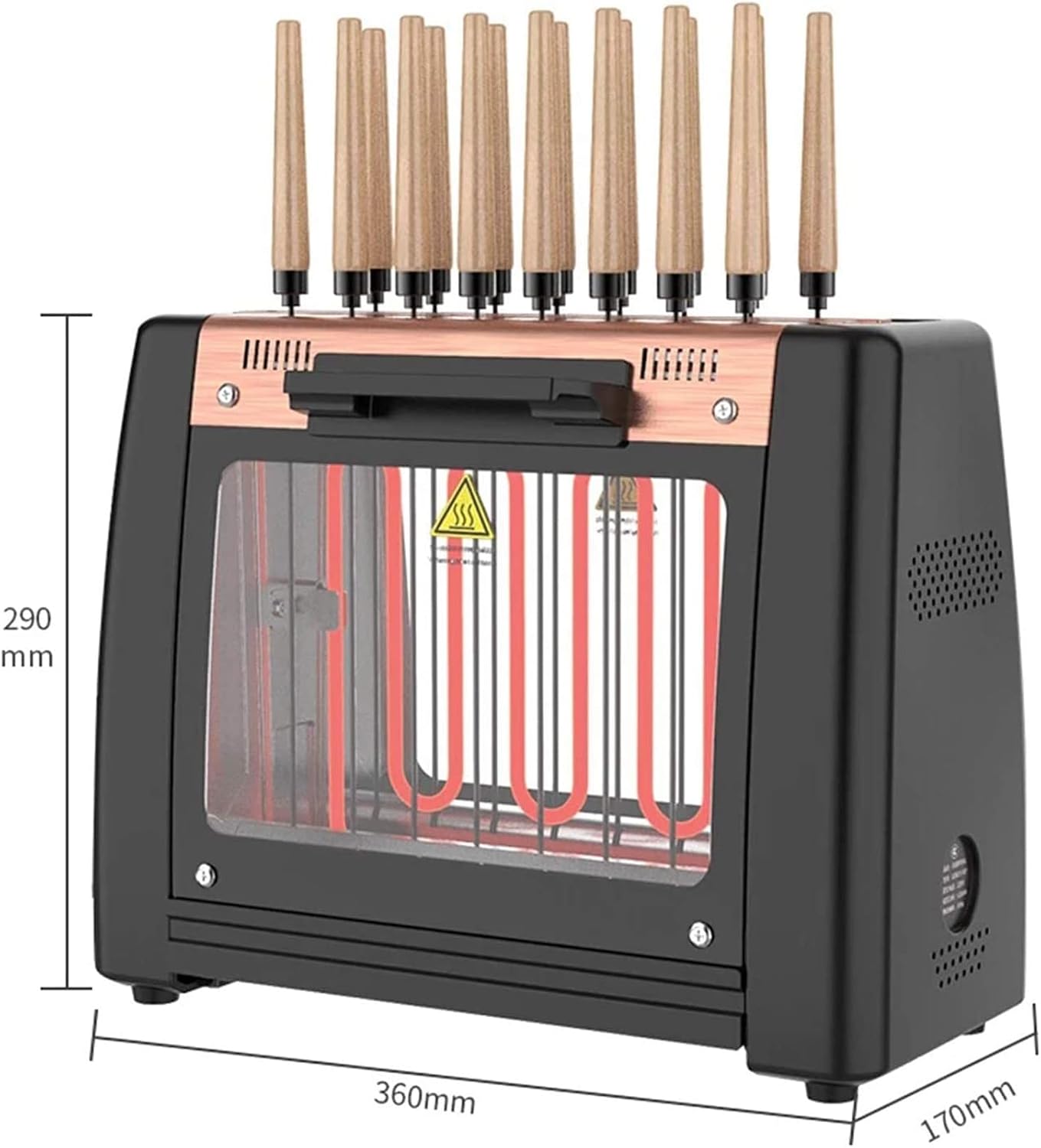 Skewers Barbecue Smokeless Grill,360 Automatic Rotating Lamb Skewers Vertical Grill,2 Stage Temperature Control, Indoor Kitchen Portable Grill