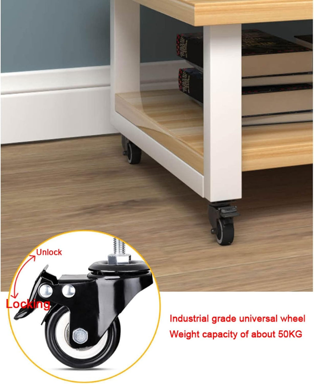 Under Desk Printer Stand Mini 3D Printer Stand Home Office Mobile Printer Stand Printer Desk Work Trolley with Wheels Printer Desk (Size : L50xW50xH50cm)