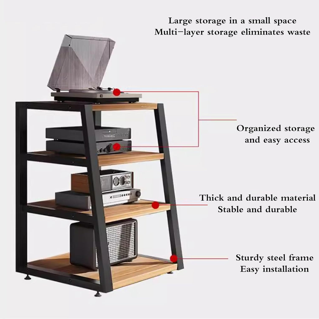 Audio Video Equipment Rack Cabinet HiFi Stand for Amplifier, Receiver Record Player Stand Media Storage Rack Home Theater, Office & Recording Studio Use(C,60 * 52 * 35cm(2Tier))