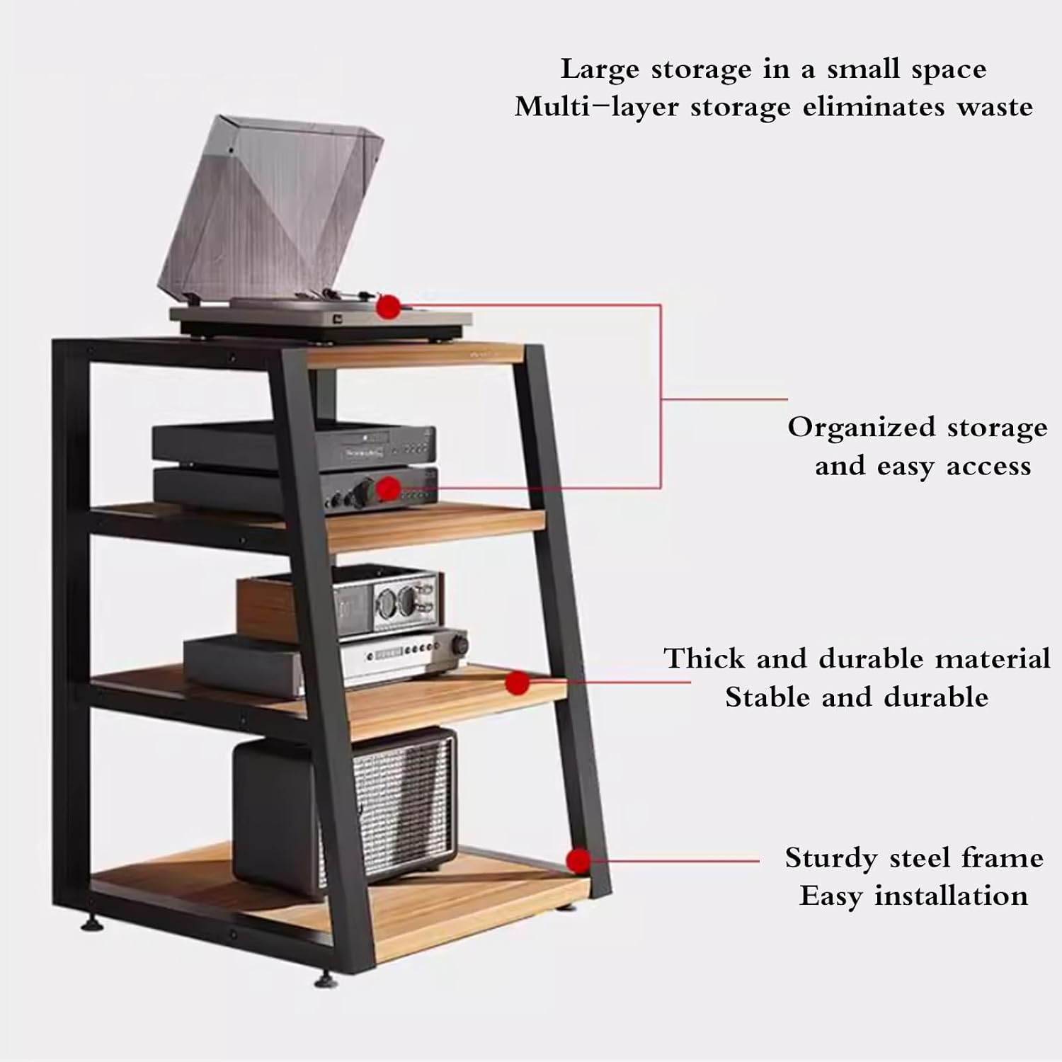 Audio Video Equipment Rack Cabinet HiFi Stand for Amplifier, Receiver Record Player Stand Media Storage Rack Home Theater, Office & Recording Studio Use(C,60 * 52 * 35cm(2Tier))