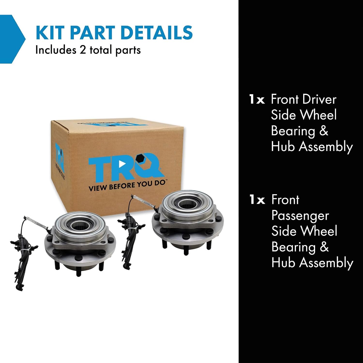 TRQ 2 Piece Front Passenger Side Wheel Bearing & Hub Assembly Set 4WD Compatible with 2017-2022 Ford F-350 Super Duty