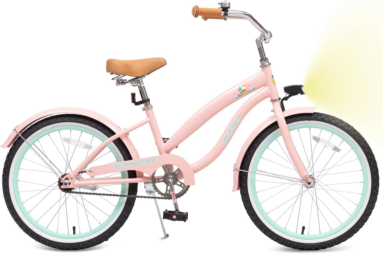 ACEGER Girls Beach Cruiser Bike for Kids 5-13 Years Old, 16' 18' 20' 24' Single Speed Kids Bicycle Included Coaster Brake, Front and Rear Reflectors, 24' 7 Speeds with Dual Brakes