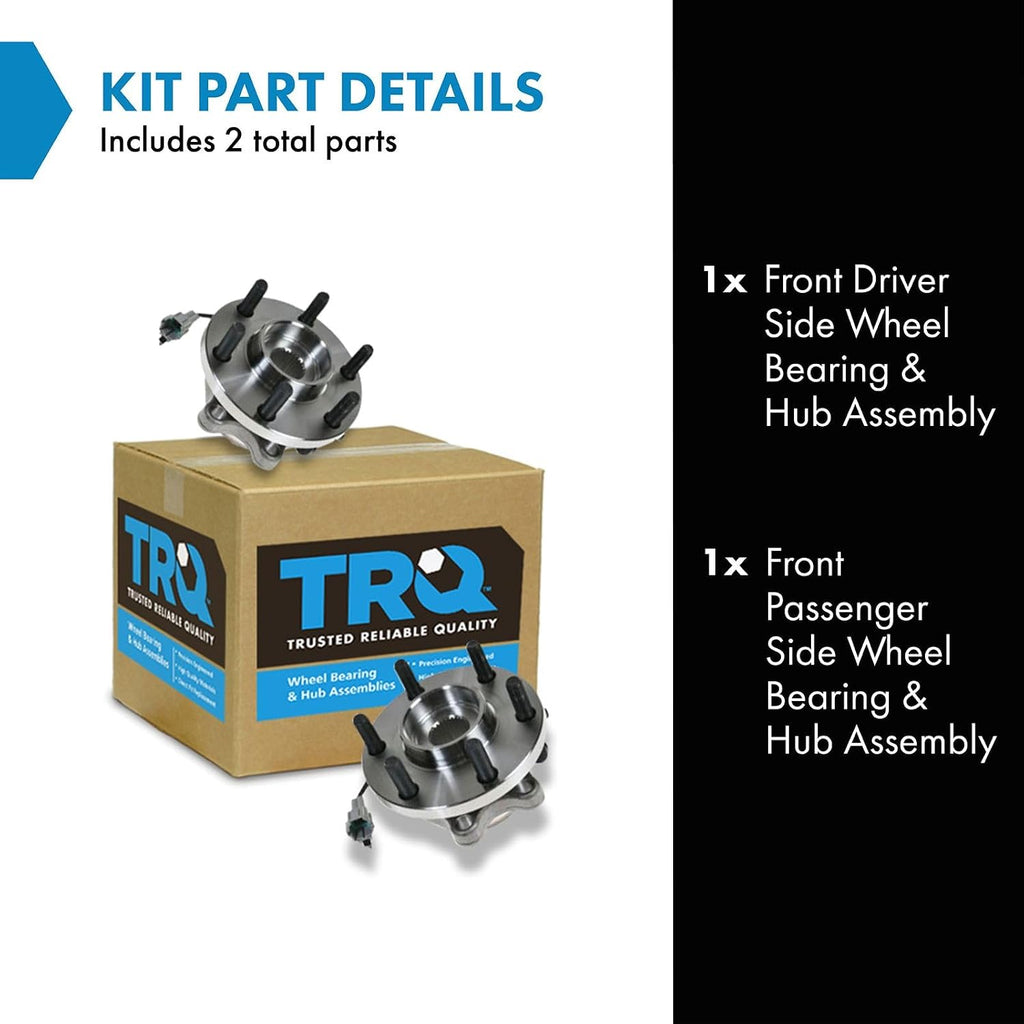 TRQ Front Left and Right Wheel Bearing and Hub Assembly 2 Piece Set for 4 Wheel Drive Models ONLY Compatible with 2005-2019 Nissan Frontier 4WD 2005-2012 Pathfinder 4WD 2005-2015 Xterra 4WD
