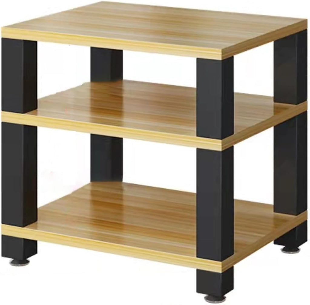 Heavy Duty Audio Rack for Stereo Components, Movable AV Media Stand, Record Player Storage Tower, Entertainment Center Furniture (Light Walnut, 60x48x58cm)