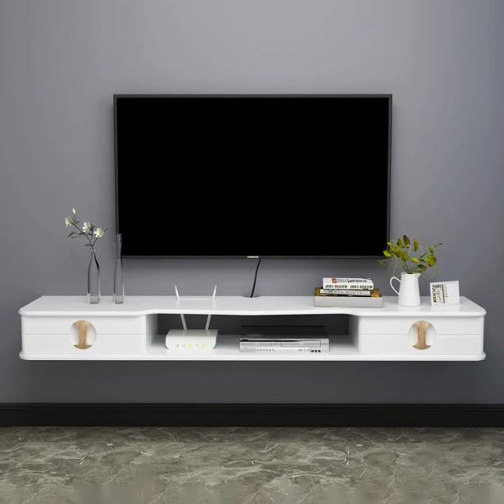 Floating Wall Mounted TV Cabinet - Modern Media Console Shelf for TV, Audio-Visual Equipment, DVD Players - Stylish Wall Unit Storage with Bracket for Home Decor