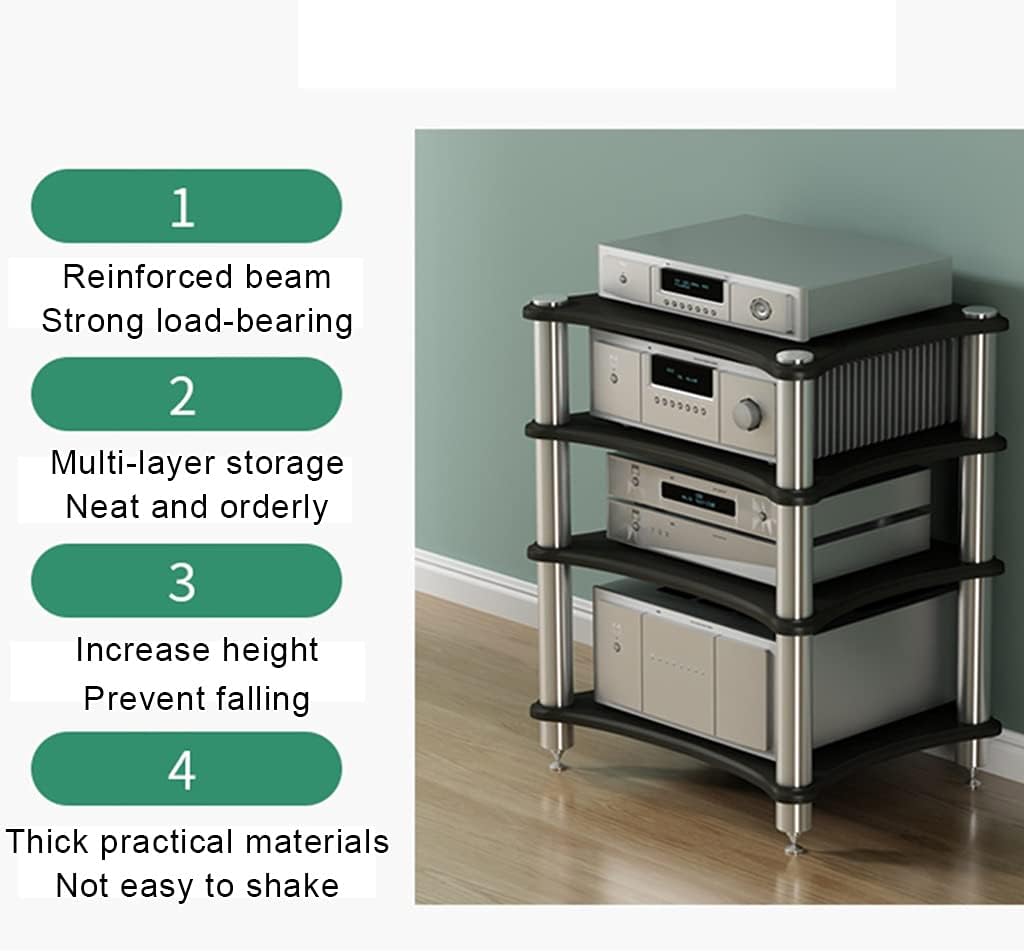 3-Tier HiFi Audio Equipment Cabinet - Sturdy Multi-Functional Amplifier Rack for Home Theater Av Equipment and Audio Systems - Professional Sound Support-Wood Colour-3st Floor