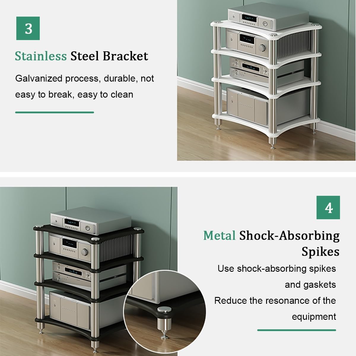 2/3/4 Tier AV Media Stand, Wooden Stereo Cabinet, Modern HiFi Audio Rack Tower, CD Player Stand, Corner Shelf Furniture for Audio Equipment (Red, 60 * 40 cm)