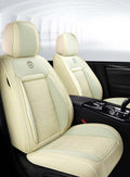 Lemon Yellow Car Seat Covers Full Set - Leather and Ice Silk Breathable Front and Rear Seat Covers for Women Men, Luxury Car Cushions