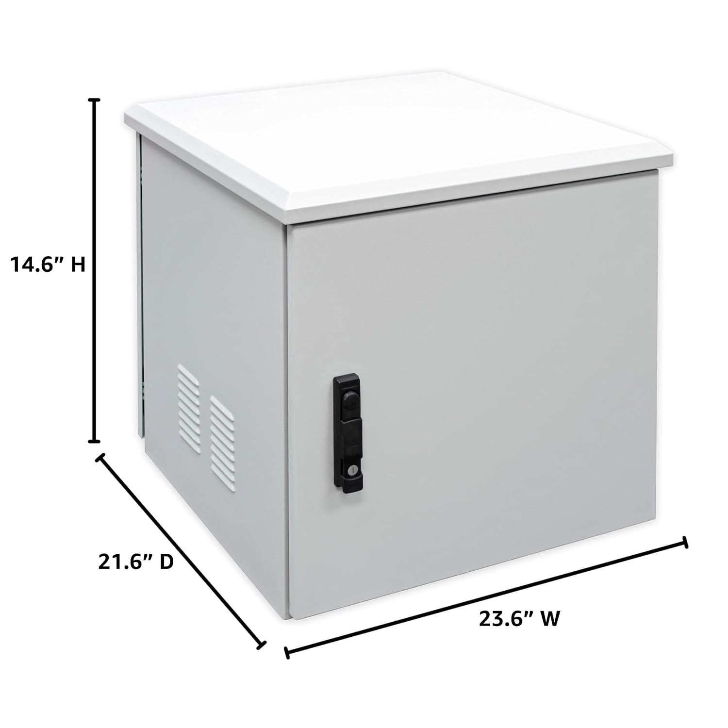 Electriduct 6U Outdoor Cabinet 21.6 Inch Depth IP55 Weather Resistant Enclosure Floor Mount Network Equipment Front & Back Doors, 2 Locks, 4 Keys, 1 Shelf, 2 Fans, Thermostat (600 x 550 mm), White
