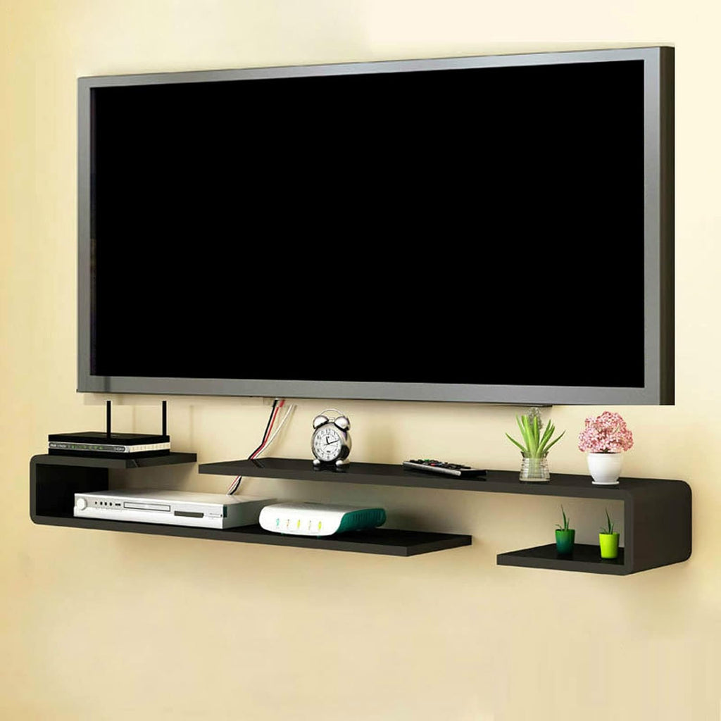 Wall mounted TV Shelf Decorative Wall Display Floating Shelf Wall Shelf TV Stand TV Media Console Audio-visual Equipment Shelves TV Board Wall-Mounted Cable Management Storage Shelf Gaming Shelf