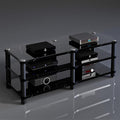 Modern Multimedia Stand, 2/3 Layer Corner Entertainment Center/TV Console with Media Storage for Living Room & Bedroom, Audio Equipment Cabinet(Black,3 Tier)