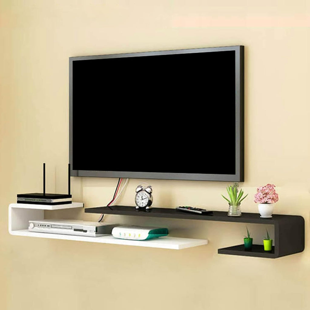 Wall mounted TV Shelf Decorative Wall Display Floating Shelf Wall Shelf TV Stand TV Console Audio-visual Equipment Shelves TV Board Media Storage Shelf TV Bracket Book Shelf Utility Shelve White Black