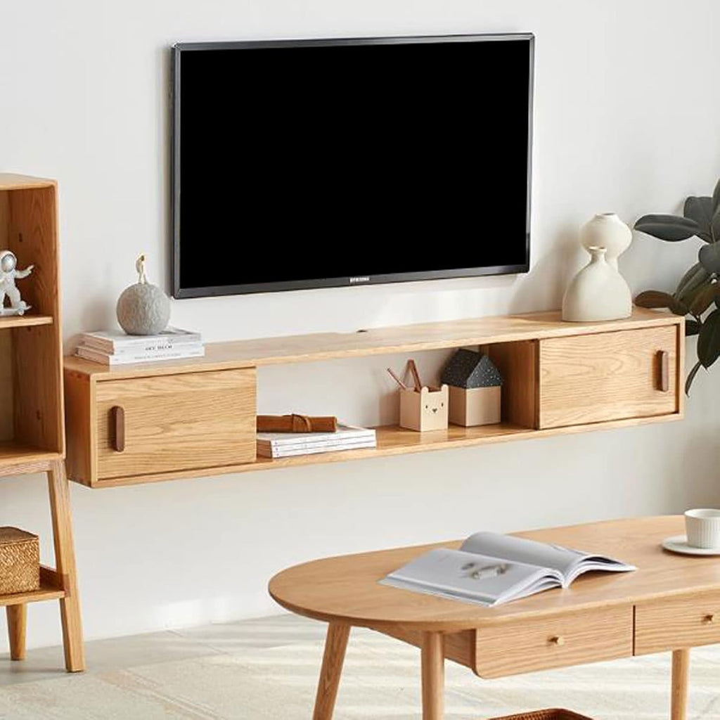Wall mounted TV Cabinet Decorative Wall Display Floating Shelf Wall Shelf Entertainment Unit TV Stand TV Media Console Audio-visual Equipment Shelves TV Shelf Wooden Storage Cabinet Gaming Shelf