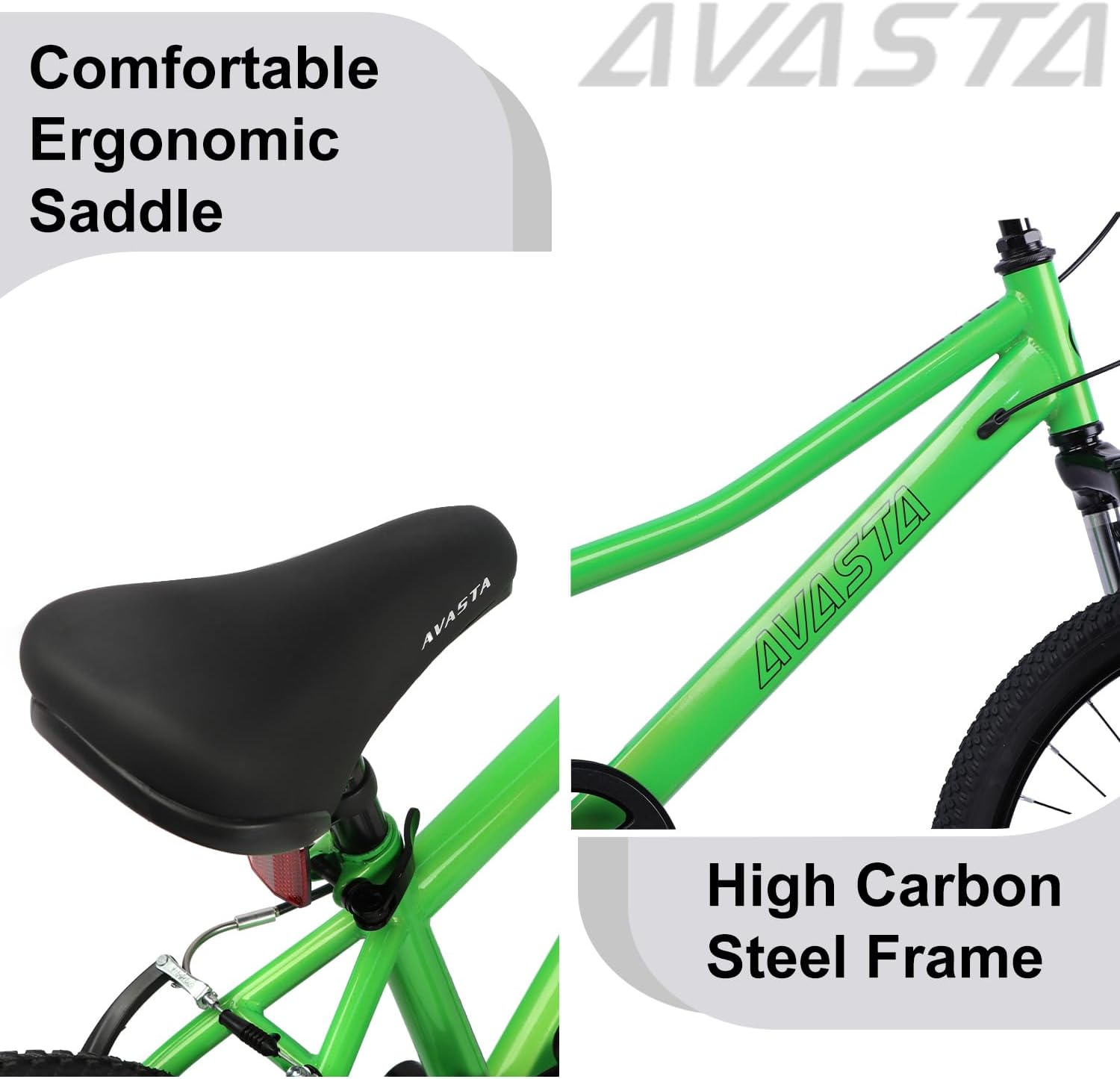 AVASTA Govet 20'' Kids Mountain Bike for 6-12 Years Old Boys Girls with Suspension Fork, 6 Speeds Drivetrain, Multiple Colors