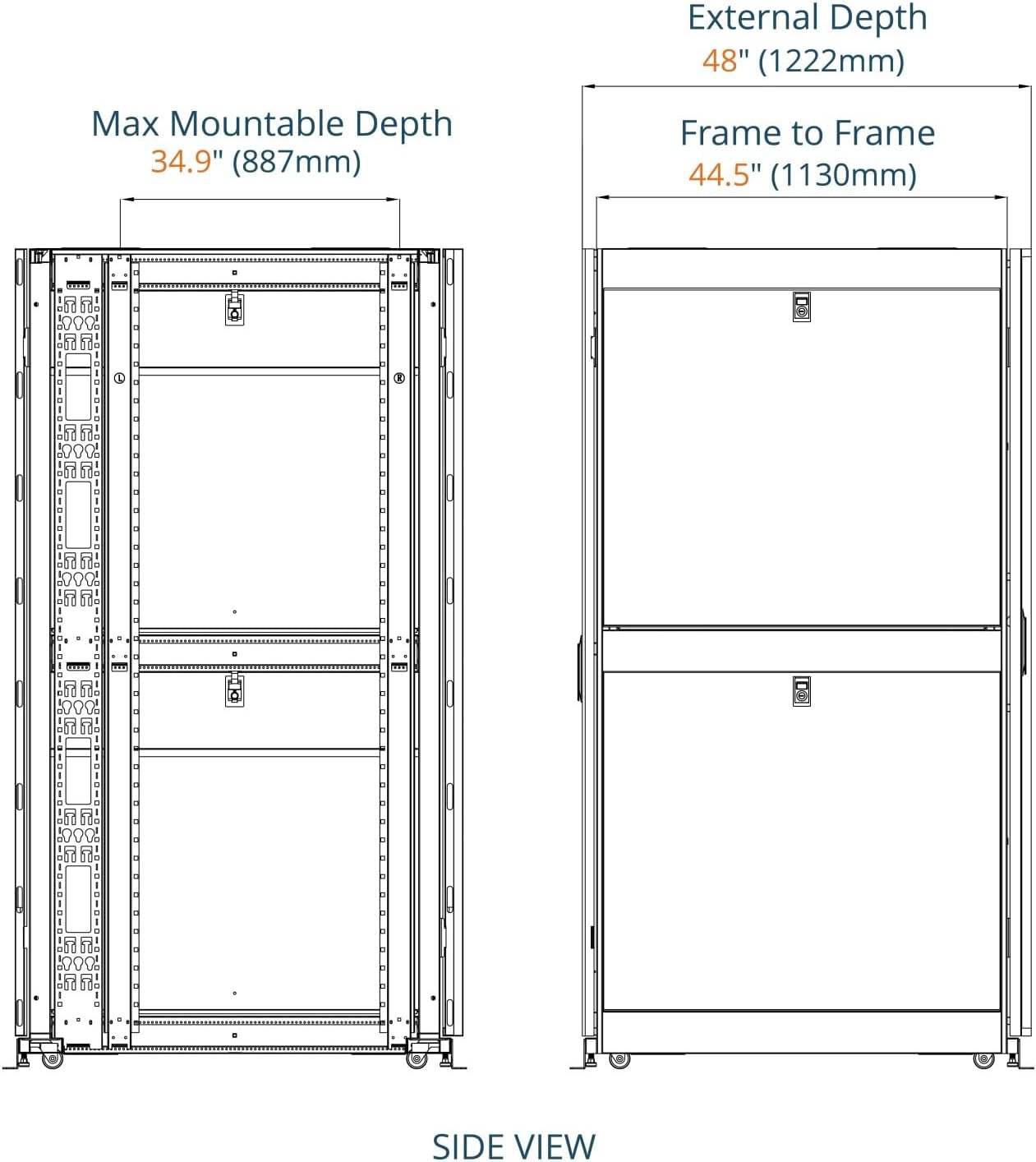Tecmojo 45U Server Rack Cabinet - PRE-Assembled 24inch Width 48inch Depth IT Network Equipment Cabinet Rack Enclosure with Casters - 3000lbs Weight Capacity(06Black)